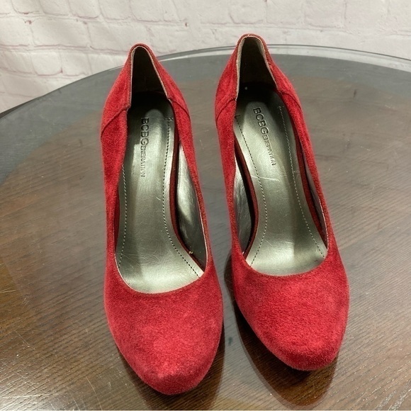 BCBGeneration Red Suede Leather round toe block heel pumps in size 7!new - Picture 17 of 17